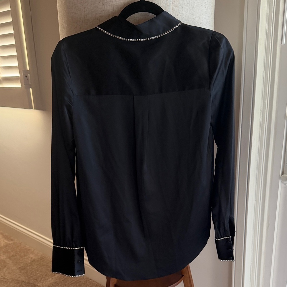 Veronica Beard Kylar Rhinestone Button-Down Silk Top Blouse - Picture 11 of 16